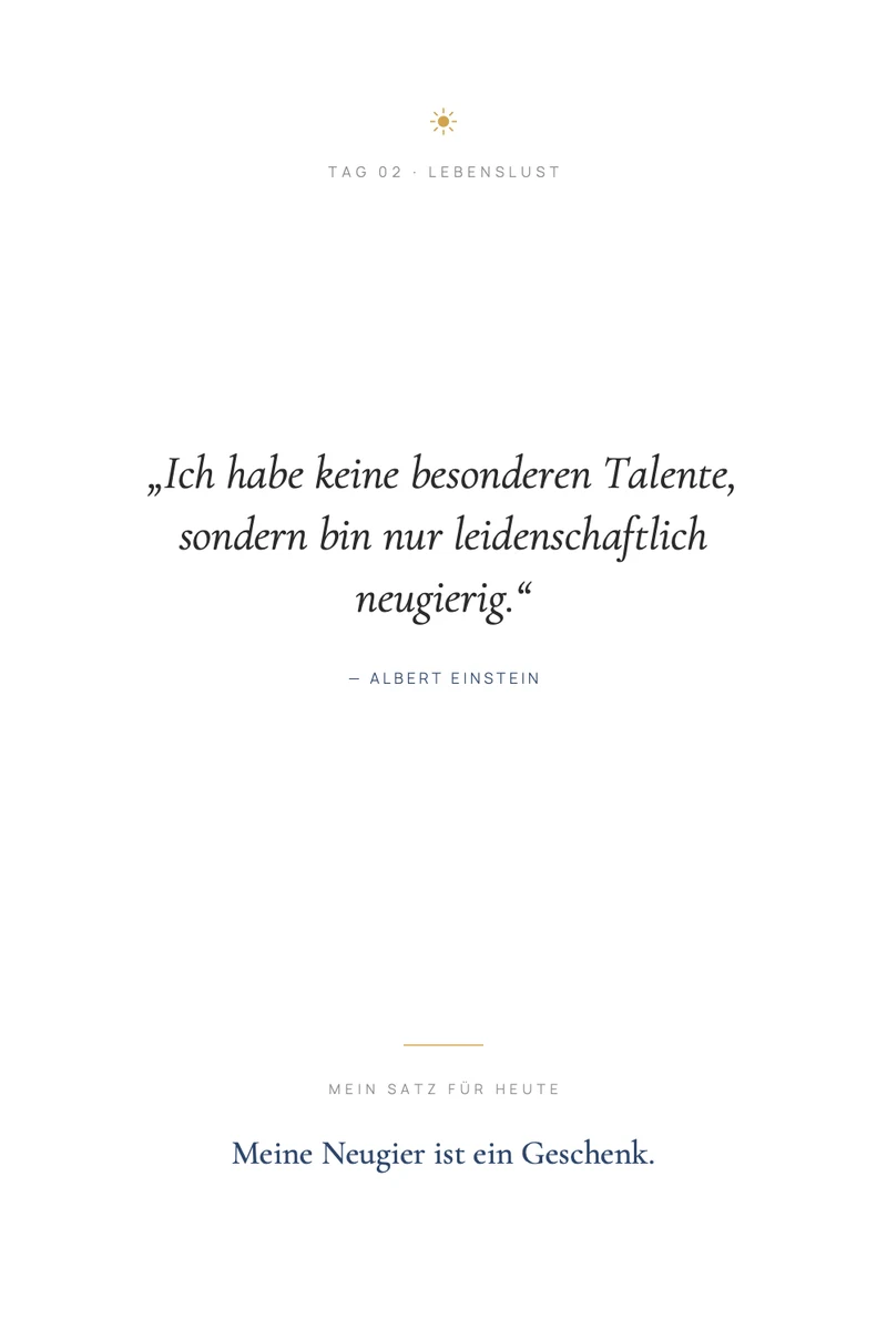 Lebenslust journal, left page: quote of the day and my sentence for today